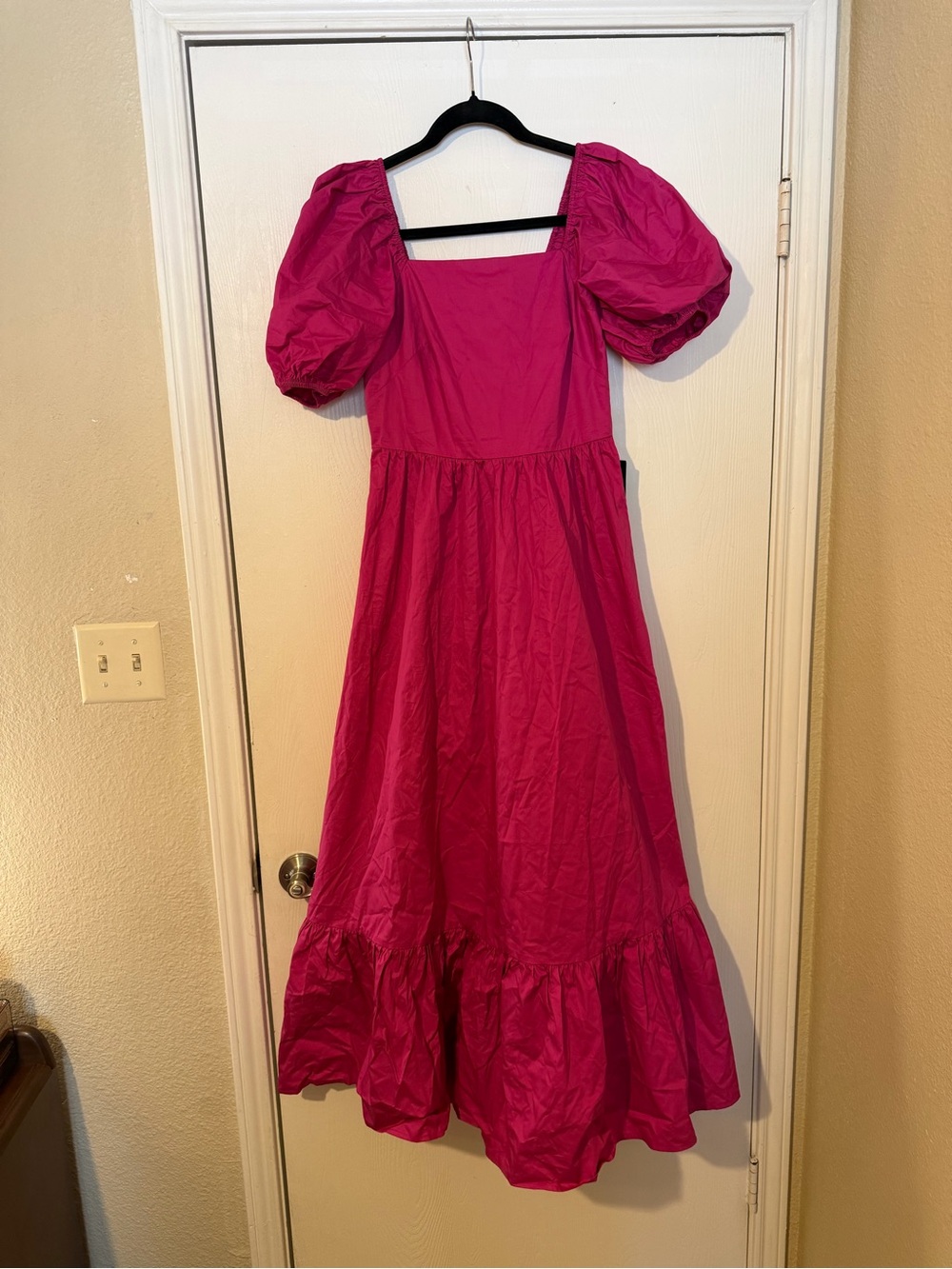 Express - hot pink puff sleeve maxi dress